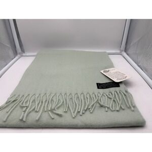 vintage sea green Lambswool Fringe Scarf Made in Uruguay Woolmark Dry Clean Only